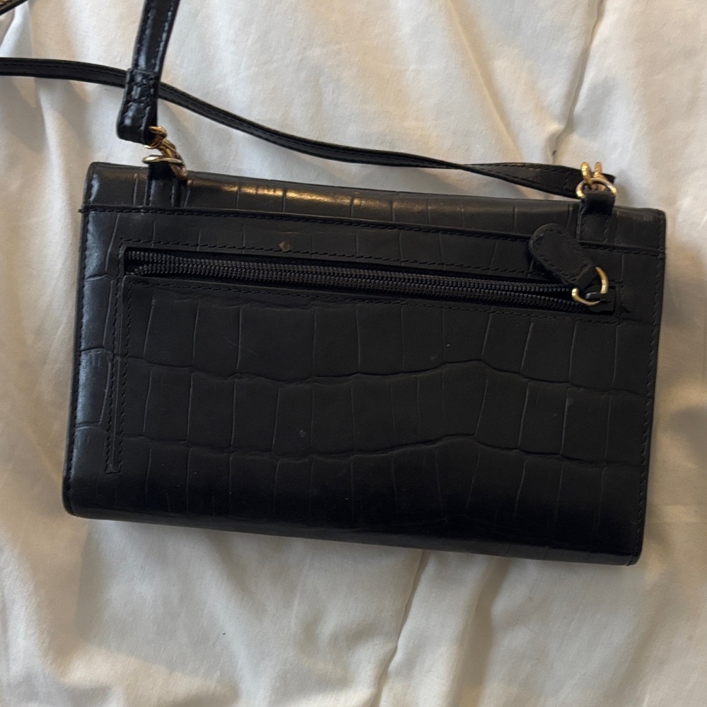 Etienne aigner  Black Croc-Embossed Leather Crossbody Bag - Picture 3 of 3